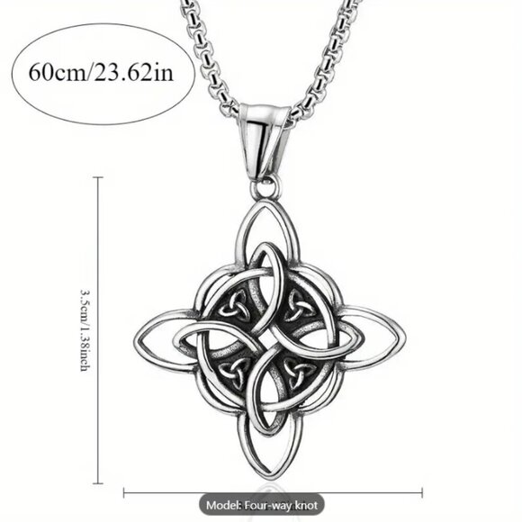 Celtic Witch Knot Pendant Necklace with Heavy Chain NWT - Picture 4 of 4